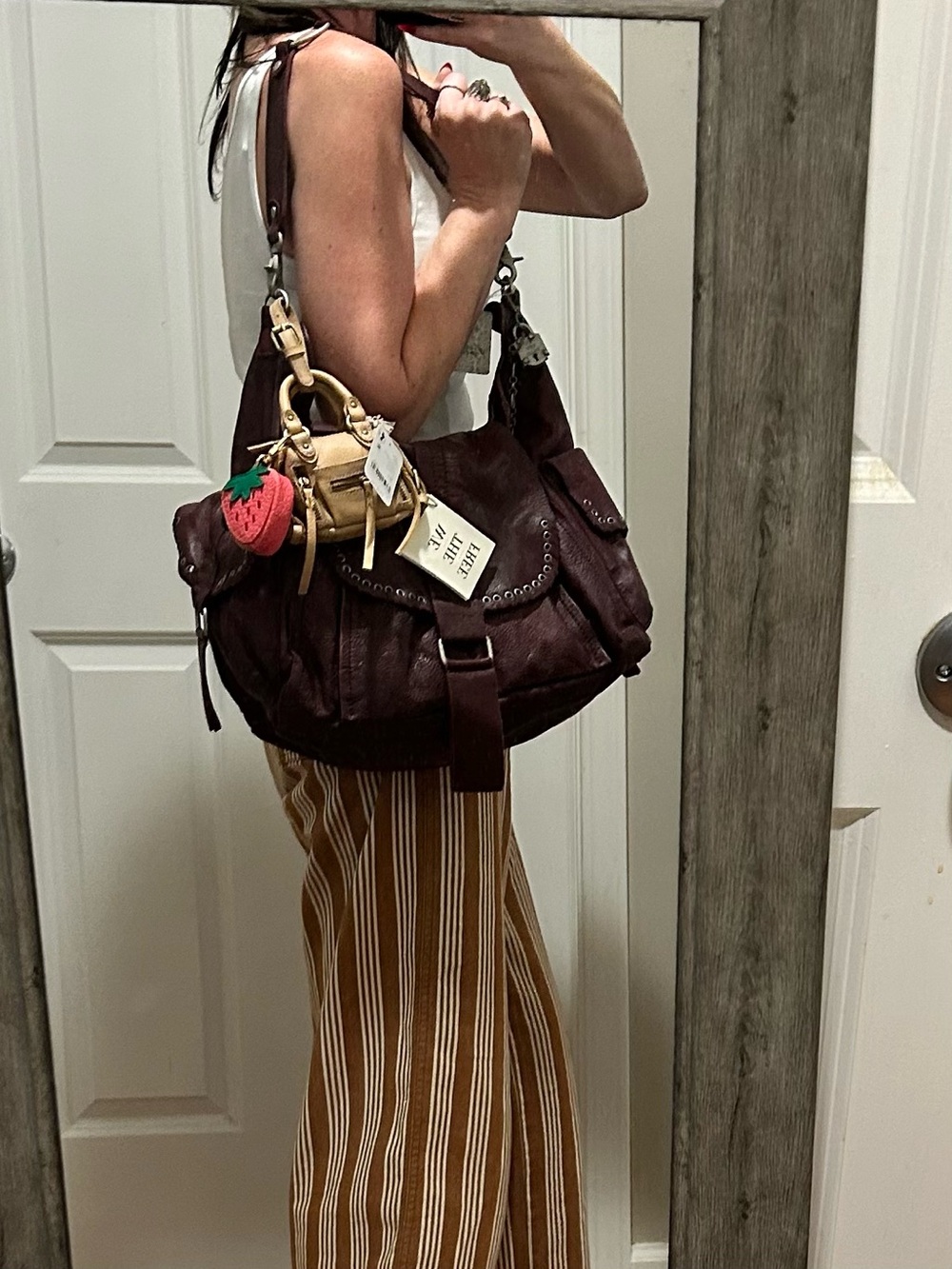 We The Free Leigh Distressed Hobo-Blackberry w/ Micro Emerson & Strawberry Charm - Picture 4 of 16